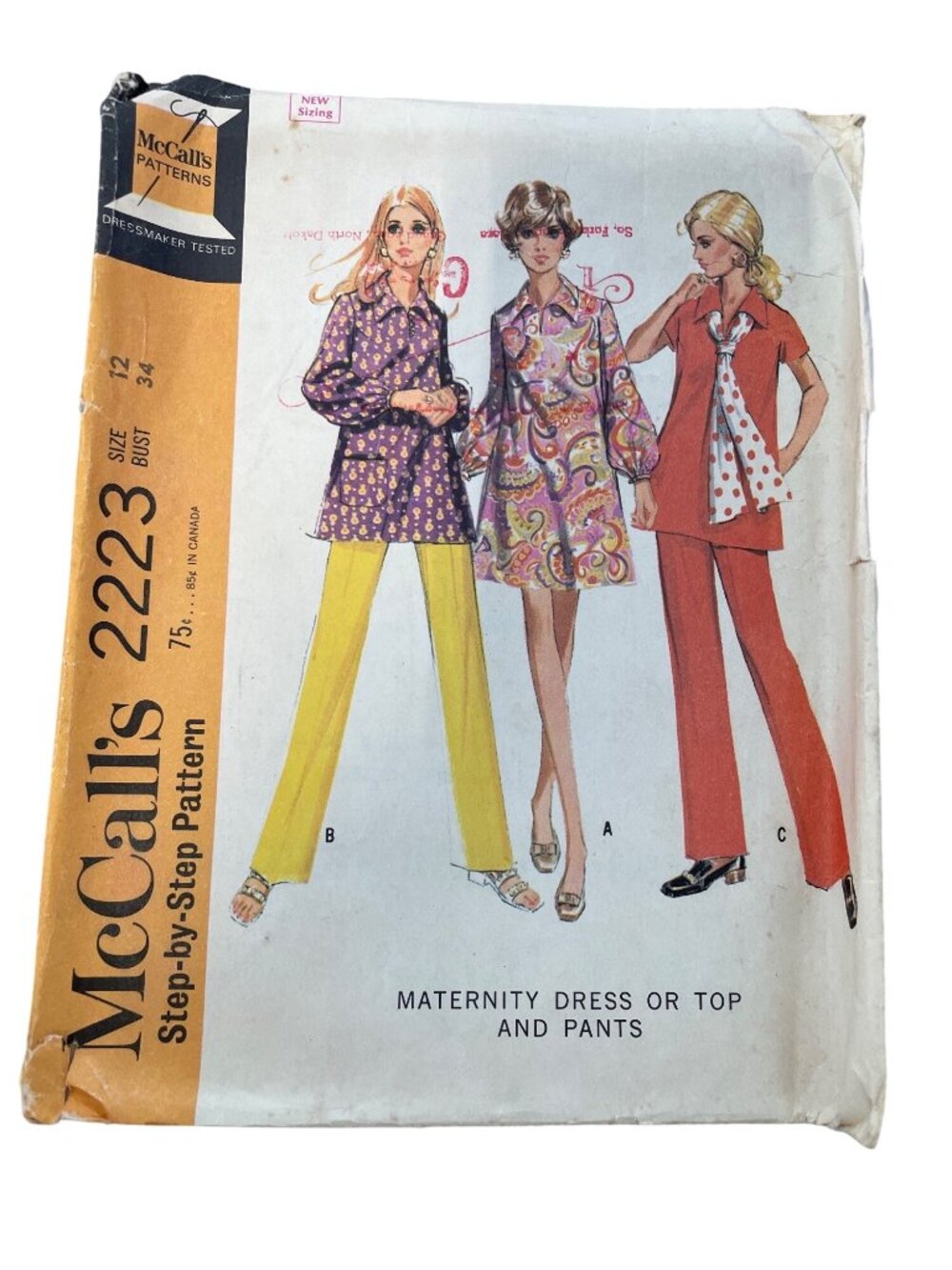 Vintage 60s McCall’s 2223 Sewing Pattern Size 12 Maternity Dress Top & Pants CUT